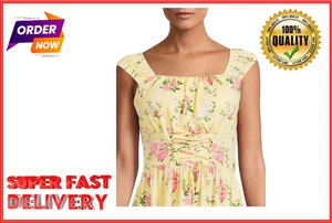 No Boundaries Dress Juniors Size L Floral Lace Up Waist --T2-- - Picture 1 of 6