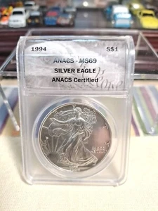 1994 SILVER EAGLE ANACS MS69 ☆ BUETIFUL COIN ☆ - Picture 1 of 5
