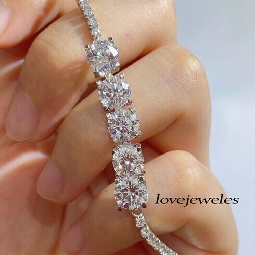 VALENTINO Bracciale Tennis Diamante Lab Creato 7 50CT Taglio Rotondo VVS1 Argento Sterling 925