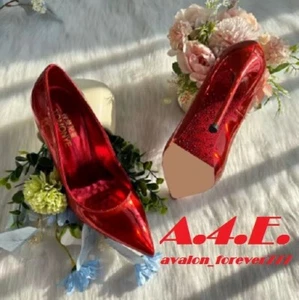 Red ruby patent w/ Rhinestone bottoms by Tomonye Size C45 Womens 12, Mens 10.5 - Picture 1 of 18