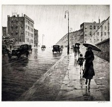 Rainy Day Queens NY  : Martin Lewis : circa 1931  :  Archival Quality Art Print