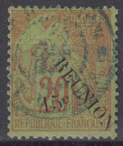 REUNION : SURCHARGE 15c SUR 20 N° 30 OBLITERATION BLEUE LEGERE - Picture 1 of 2