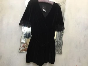 Top shop size 10 black velvet playsuit all in one new withtags RRP £38 - Picture 1 of 4