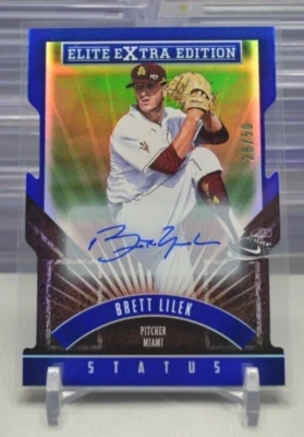 Brett Lilek 2015 Elite Extra Edition Blue Die Cut Auto 28/50 Miami Marlins  2-AB - Image 1 of 2