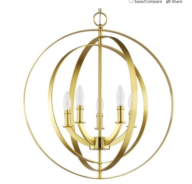 Progress Lighting Equinox Pendant Chandelier P3841-12, 22" x 24.4" Satin Brass - Image 1 of 1