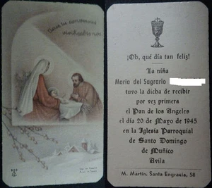 OLD ESTAMPA HOLY CARD PRIMERA COMUNION SANTO DOMINGO MUÑICO AVILA 1945 CC1635 - Picture 1 of 2