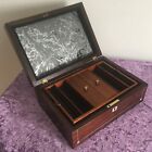 Antique 19th century Victorian rosewood jewellery box with mother of pearl inlay