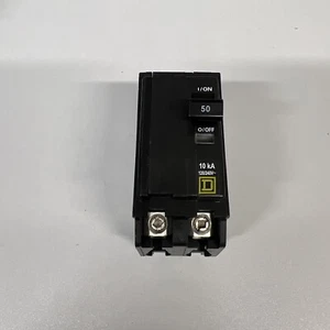 Square D QO250 2-Pole 50-Amp 120/240V Plug-In Circuit Breaker - Yellow "D" W# - Picture 1 of 3