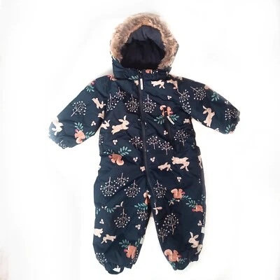 NWT H&M Baby Wildlife Traje de nieve repelente al agua Detalles reflectantes Capucha Azul 18M Foto 1 de 4