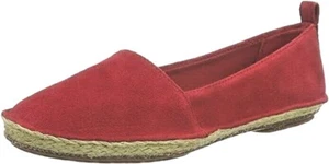 CLARKS CLOVELLY SUN RED SUEDE SLIP ON ESPADRILLE PUMPS D FITTING BNIB - Picture 1 of 9
