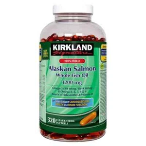 Kirkland Signature 100% Wild Alaskan Salmon Oil 1200mg 320 Softgels - Picture 1 of 2