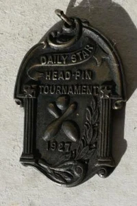 Bowling Daily Star England UK Head Pin Tournament 1927 Bowling Medal Crossed Pin - Picture 1 of 1
