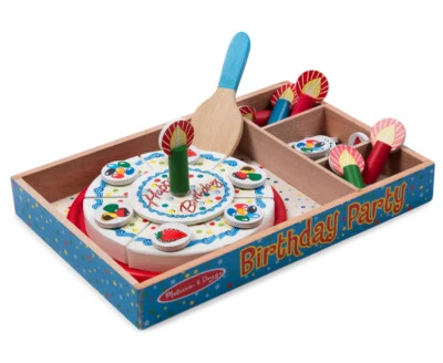 NEW Melissa Doug Deluxe Wooden Birthday Part Set Cake Candles Toppings 35 pieces - Image 1 of 4