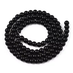 Opaque Round Glass Beads - Solid Colour - Black - 6mm Dia - P01932 - Picture 1 of 4