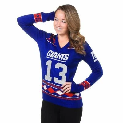 Klew NFL Women New York Giants Odell Beckham #13 Big Logo Glitter Player Sweater - Image 1 of 2