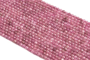 "Cuentas de turmalina rosa natural genuina de 2 mm Brasil AAA cuentas redondas facetadas sueltas 15" - Imagen 1 de 3