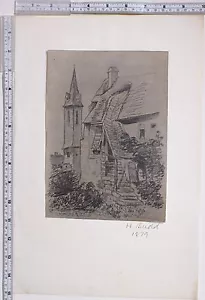 1879 Opera d'arte originale disegno sketch di H. - Foto 1 di 2