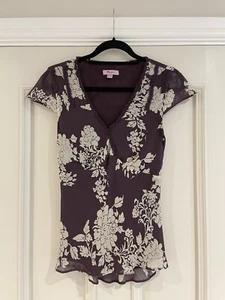 Monsoon Dark Purple 100% Silk V-Neck Top/Blouse, Size 10,VGC - Picture 1 of 6