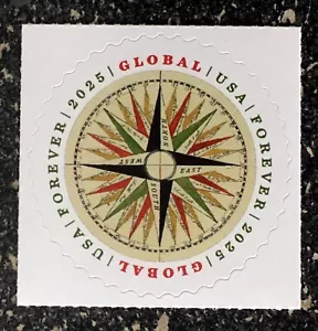 2025 EE. UU. #5956 Global Forever Rate - Brújula Rosa - Sello único franqueo como nuevo - Imagen 1 de 1