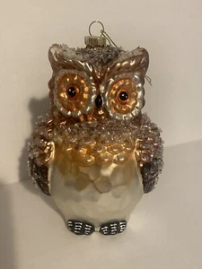 Large Robert Stanley Blown Glass Owl Christmas Ornament 7" Tall 5” Wide - Picture 1 of 10