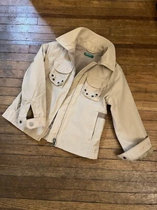 United Colors Of Benetton Girls 4 YR Cargo Utility Spring Jacket Zip Up Khaki - Picture 1 of 17