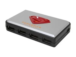 BUSlink I-Rocks Superman Silver USB 2.0 4-Ports External Hub SP-4000-SL - Photo 1/3