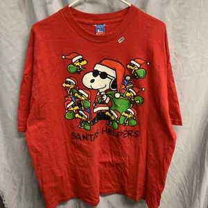 Vintage Charlie Brown Shirt Adult 2Xl Red Short Sleeve Santa Helpers Snoopy Mens - Picture 1 of 19