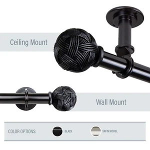 Peyton 1" Ceiling Curtain Rod Adjustable Drapery Rod (5 sizes, 2 colors) - Picture 1 of 5