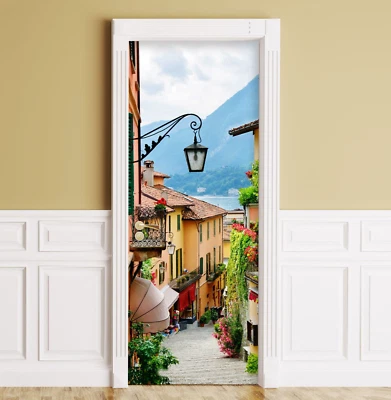 Mural de porta Itália, rua da cidade italiana antiga. Adesivo laminado, peça única - Imagem 1 de 4