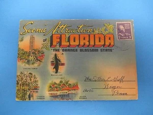 Carpeta postal de recuerdo vintage atracciones escénicas de Florida S413 - Imagen 1 de 1