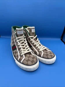 Gucci Tennis 1977 High-Top Sneaker GG Canvas Size 9 + - Picture 1 of 19