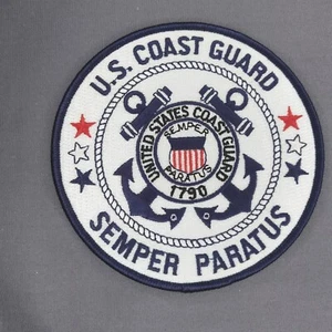 US Coast Guard Semper Paratus 4.5" Round Iron On Patch - Picture 1 of 2