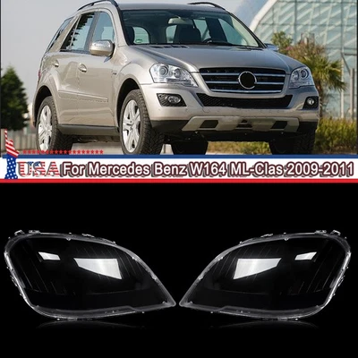 Pair Headlight Lens Cover For 2009 2010 2011 Mercedes Benz W164 ML300 350 450 63 Foto 1 de 4