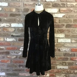 Mini Vestido ANGIE Para Mujer NEGRO Terciopelo Aplastado Manga Larga Calce y Acampanado L - Imagen 1 de 5