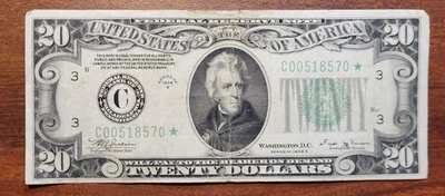 1934-B * $20 FRN STAR Note Fine-VF $20.00 Green Seal Federal Reserve Note - Image 1 of 2