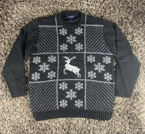 Roundtree & Yorke Holiday Crew Neck Sweater Men's Large - Brown - Picture 1 of 4