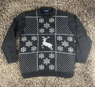 Suéter Roundtree & Yorke Holiday cuello redondo para hombre grande - marrón Foto 1 de 4