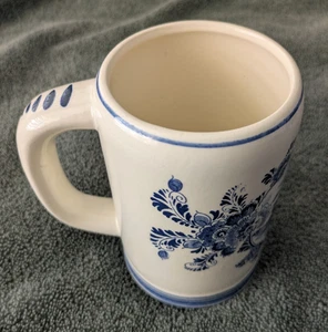 Handbemalter Delfter Blau Holland Becher Stein Windmühle Szene 5" Keramik Vintage - Bild 1 von 12