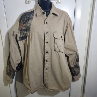 Pro Gear Wrangler Shirt Mens Large Long Sleeve Khaki Camo Shooting Hunting - Image 1 of 4