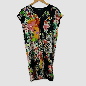 Lauren Ralph Lauren Womens Size 8 Dress Cap Sleeve Shift Paisley Floral V Neck - Picture 1 of 6