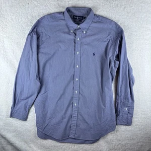 Vintage Ralph Lauren Mens XL Blake Cotton Blue Microplaid Button Down Shirt Pony - Picture 1 of 14
