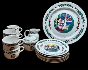 16 pc DISNEY TWAS NIGHT BEFORE CHRISTMAS 8” DESSERT PLTES 6 CUPS/CRM/SUGR/XL PLT - Picture 1 of 15