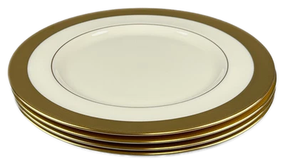 Lenox Westchester Dinner Plate 24K Gold Encrusted VTG Gold Mark USA - Set of 4 - Image 1 of 4