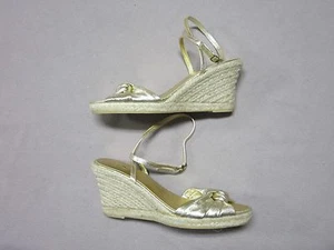 J.CREW MADE IN ITALY WOMENS RARE METALLIC GOLD ESPADRILLE PLATFORM WEDGES 9 NEW - Picture 1 of 7
