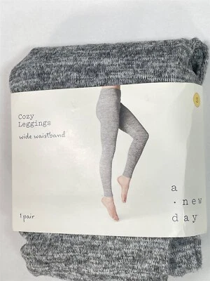 New Day Leggings Womens Small Heather Gray Soft High Rise Knit Cozy  - Image 1 of 4