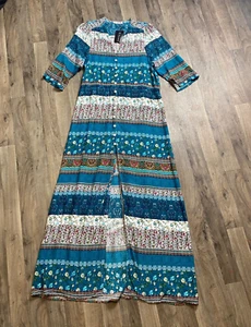 NWT R Vivimos Floral Wrap Dress Maxi Button Front Size Medium - Picture 1 of 6