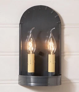 Arch Electric Double Wall Sconce in Country Tin/Country Primitive Wall Light - Picture 1 of 1