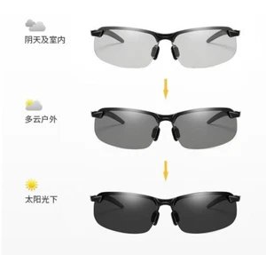 Zegen Men's Driving Sunglasses Polarized Photochromic Lens Half Frame Black - Picture 1 of 1
