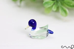 Pequeño vidrio hecho a mano pato cabeza azul decoración jardín hogar adorno regalo terrario - Imagen 1 de 7