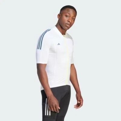 Camiseta deportiva Adidas The Cycling cremallera completa Aeroready IJ8169 para hombre talla S pequeña blanca $120 Foto 1 de 4